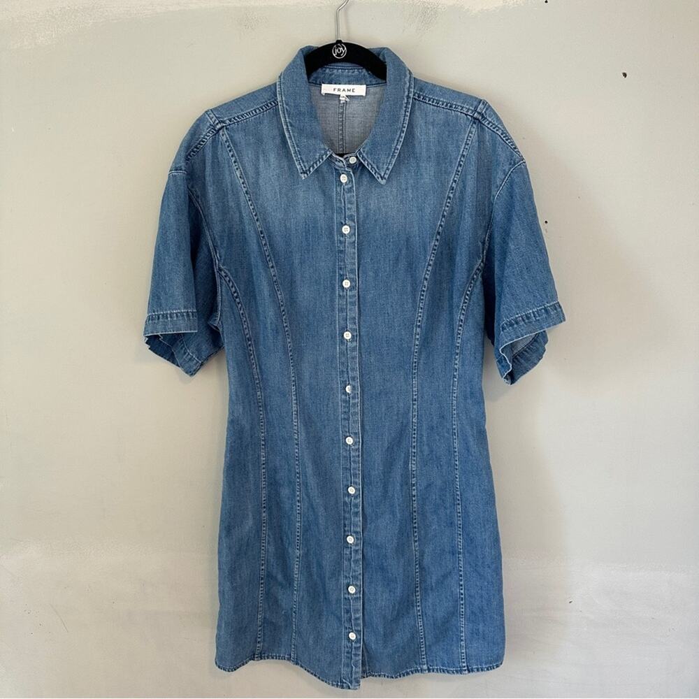 Frame Panelled Denim Dress Large - Picture 2 of 10